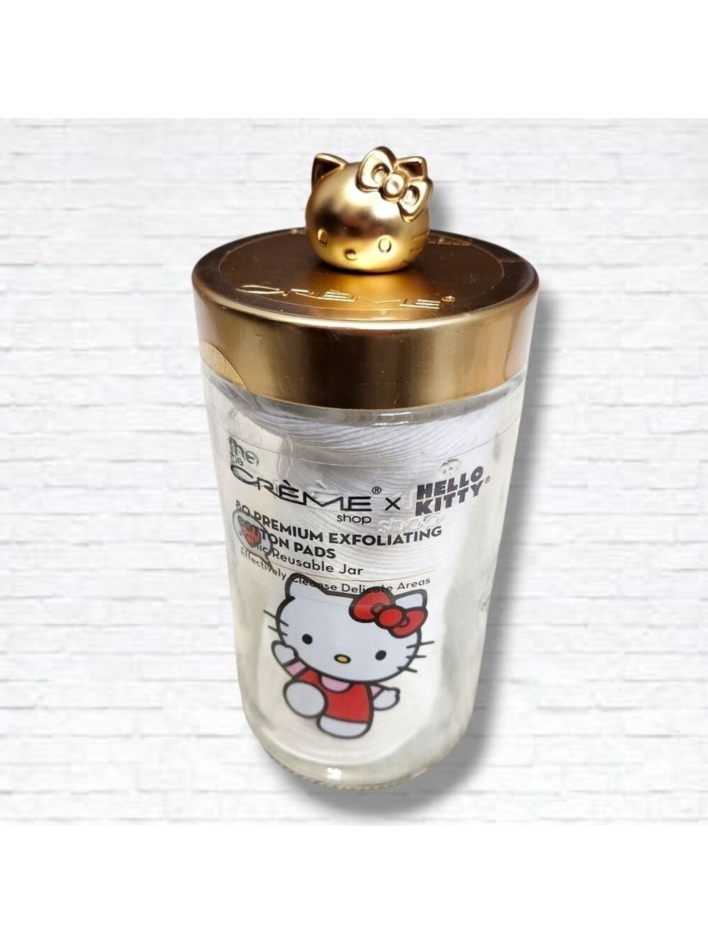 NEW! The Creme Shop x Hello Kitty Reusable Jar With 80 Exfoliating Cotton Pads